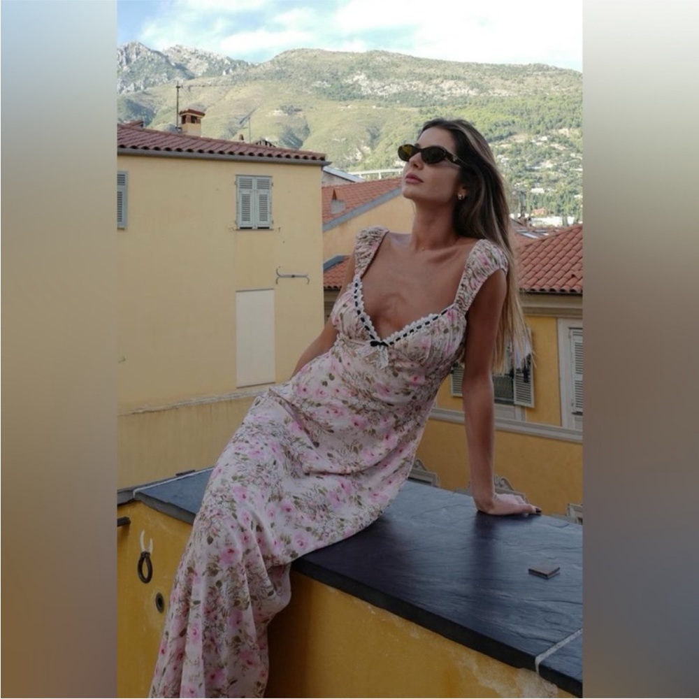 For Love And Lemons Floral Pink Maxi Dress